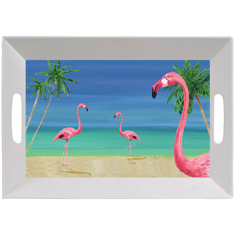 Plastic Tray With Handles Tropical Vacation