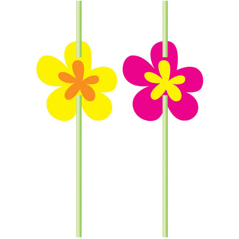 Straws w/ Attachments, Luau Flower