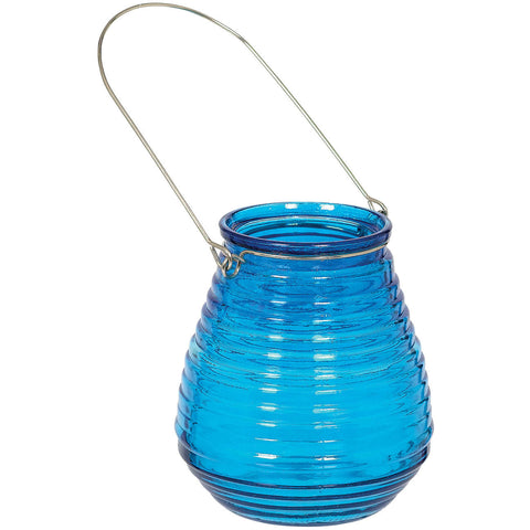 Caribbean Blue Glass Candle Holder