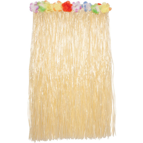 Grass Skirt, Natural w/ Flowers
