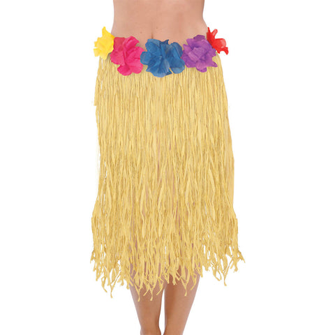 Grass Hula Skirt With Flowers