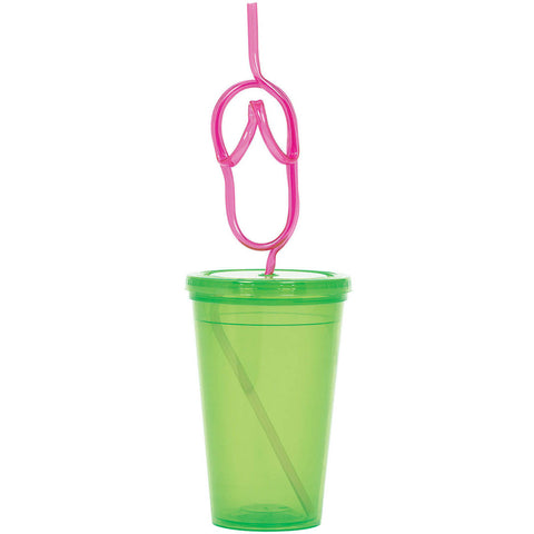 Kiwi To Go Cup With Flip Flop Straw