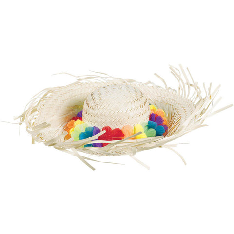 Flowers Straw Hat Summer Light White