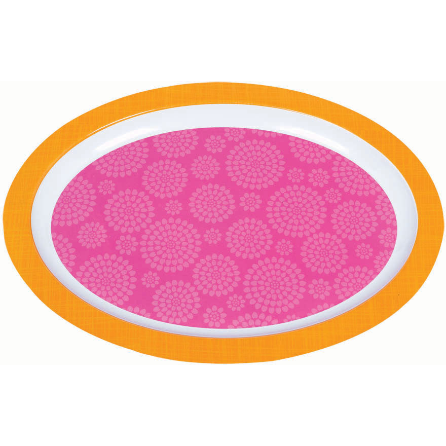 Oval Printed Platter - Pink and Orange