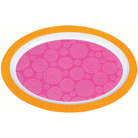 Oval Printed Platter - Pink and Orange