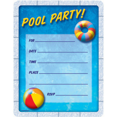 Pool Party Die-Cut Invitations