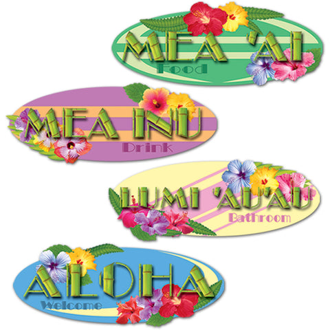Hawaiian Sign Cutouts - 14" (4 ct)