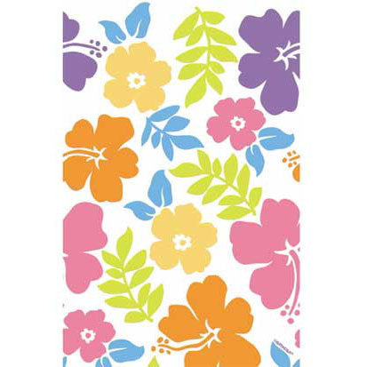 Hibiscus White Plastic Table Cover
