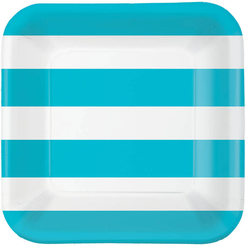 Caribbean Blue Cabana Stripe Dinner Plates (40ct)