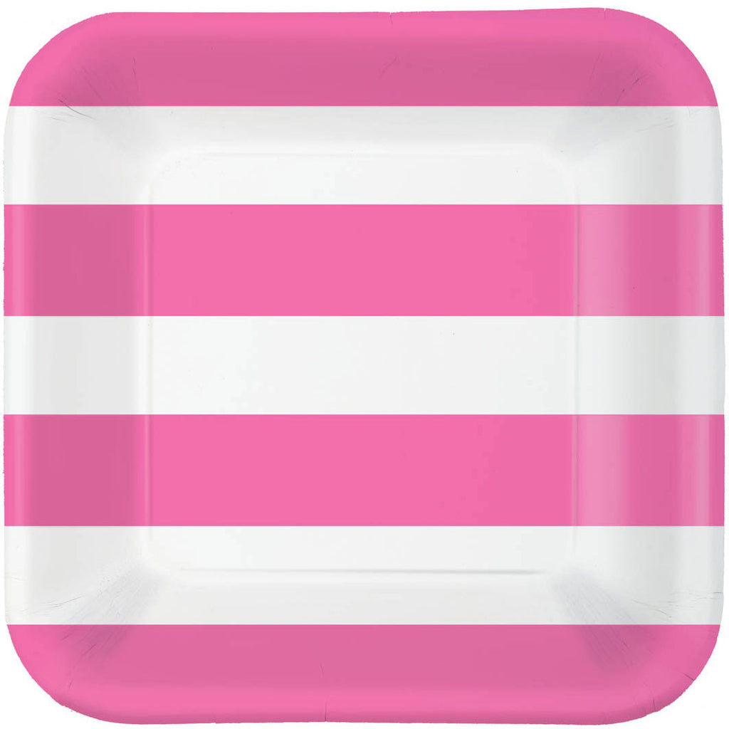 Bright Pink Cabana Stripe Dessert Plates (40ct)