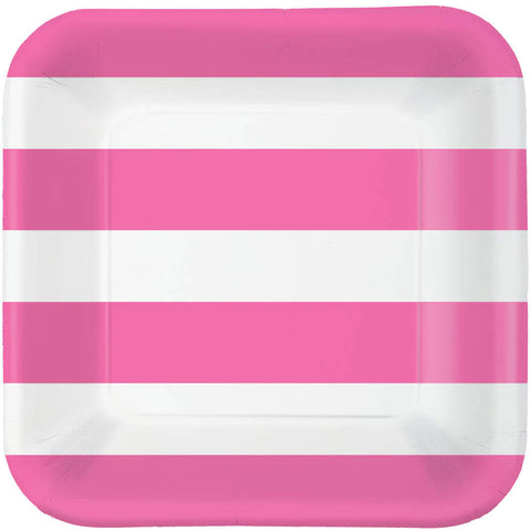 Bright Pink Cabana Stripe Dessert Plates (40ct)