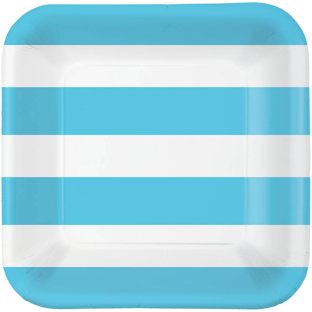 Caribbean Blue Cabana Stripe Dessert Plates (40ct)