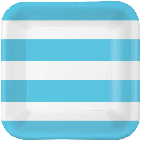 Caribbean Blue Cabana Stripe Dessert Plates (40ct)