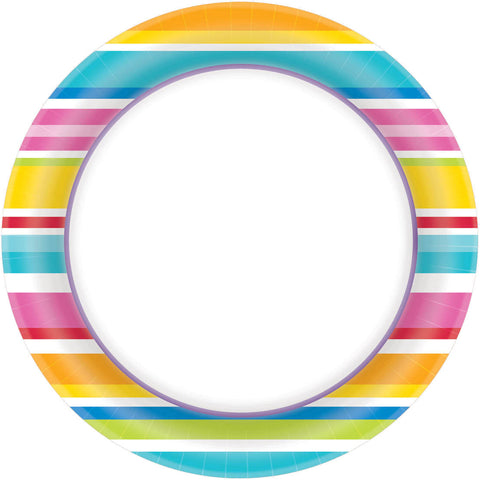 Multi Stripe Border Dinner Plates (40ct)