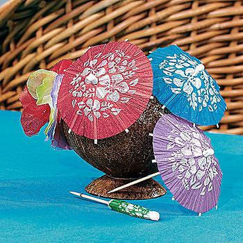 Paper Hibiscus Print Cocktail Parasols
