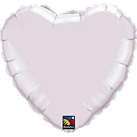 18" White Heart Foil Balloon