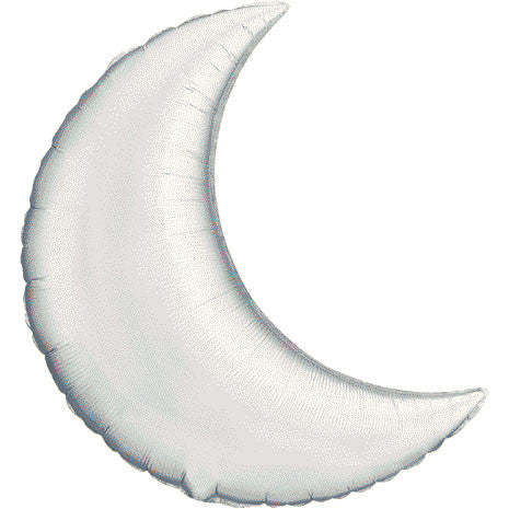 36" Metallic Silver Crescent Moon Foil Balloon