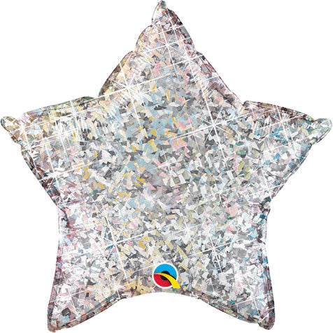 20" Holographic Silver Star Foil Balloon