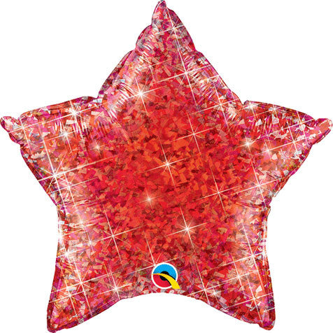 20" Holographic Red Star Foil Balloon