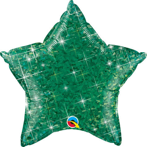 20" Holographic Green Star Foil Balloon