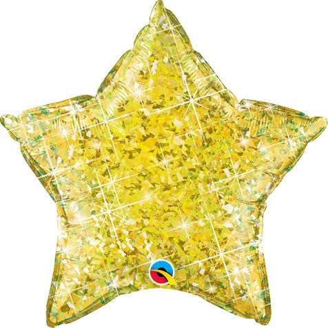 20" Holographic Yellow Star Foil Balloon