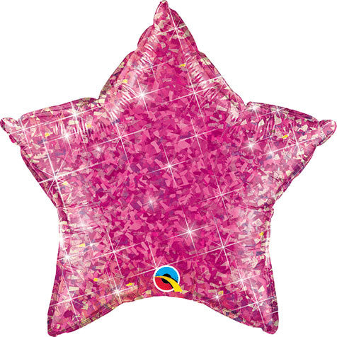 20" Holographic Magenta Star Foil Balloon