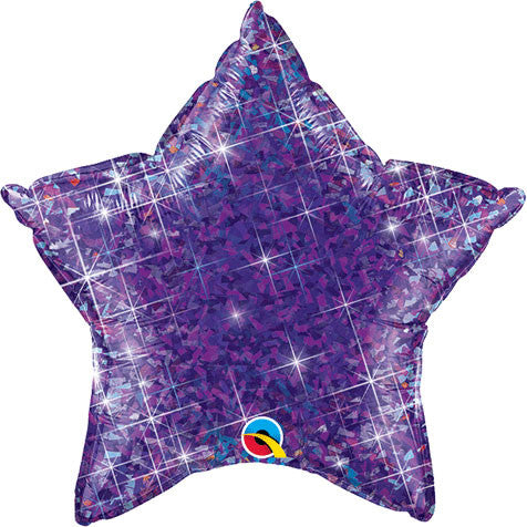 20" Crystalgraphic Purple Star Foil Balloons
